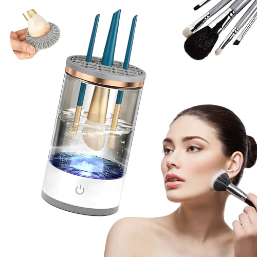Limpiador eléctrico de brochas de maquillaje, máquina limpiadora de brochas de maquillaje con alfombrilla de limpieza de pinceles, máquina rápida y eficiente para limpieza profunda, todo tipo de