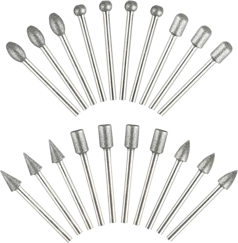 KEWAYO Diamant Fräser Set, 20 Stück Diamant Frässtifte Schleifstifte für Dremel Rotationswerkzeug Zubehör mit 1/8\" Schaft für Stein Glas Keramik Schnitzen, Schleifen, Polieren, Gravieren KEWAYO Diamant Fräser Set, 20 Stück Diamant Frässtifte Schleifstifte für Dremel Rotationswerkzeug Zubehör mit 1/8\" Schaft für Stein Glas Keramik Schnitzen, Schleifen, Polieren, Gravieren