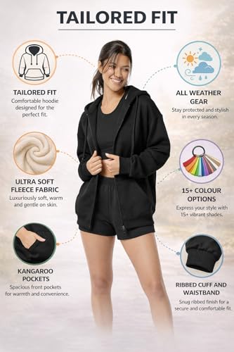 Image of FUNKY MONKEY - Women's Cute Hoodies Teen Girl Winter Jacket Sweatshirts Casual Drawstring Clothes Zip Up Hoodie with Pocket