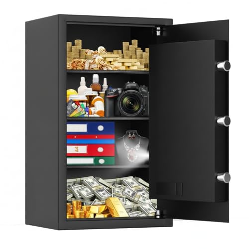 [23.6' Tall] Large Fireproof Safe for Home Use, Digital Home Safes Water and Fireproof with Spare Keys and Alarm System, Anti-Theft Fire Proof Safe for Home Office