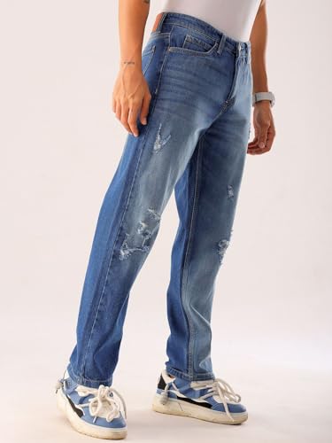 Image of The Indian Garage Co Men Vintage Straight Fit Solid Mid-Rise Jeans