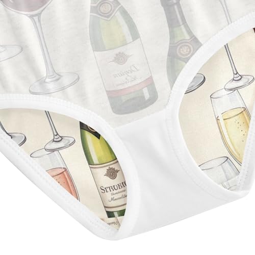 Watercolor Wine Champagne Red Underwear Toddler Girl, Underwear for Girls, 2T–8 Years4