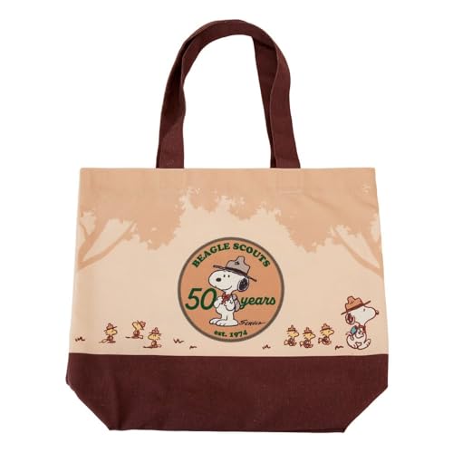 Loungefly Peanuts - Bolsa de lona para el 50 aniversario de Snoopy's Beagle Scouts, Multicolor
