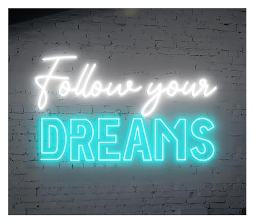 Lampe néon décorative au message inspirant Suivez Vos Rêves avec dimensions de 60cm