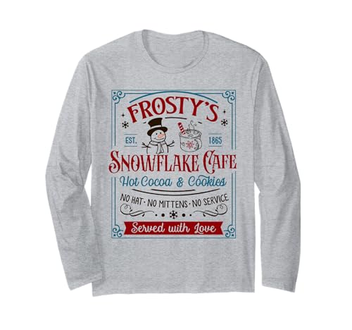 Old Fashioned Frosty's Snowflake Cafe Coffee Lovers Xmas Long Sleeve T-Shirt