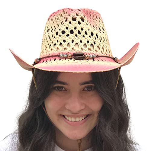 Image of SILVERFEVER Straw Cowboy Hat Cowgirl Hats Men Women Sun Hat Sombreros Vagueros Classic Western Accents Sombreros