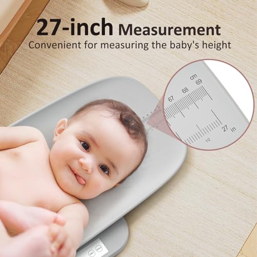 Image of GROWNSY Digital Baby Scale & Pet Scale Up to 330 lbs, Gray | Accurate Weighing, 330 lb Capacity, Hold Function, 27 inch Height Measurement, LED Display, 5 Weighing Units
