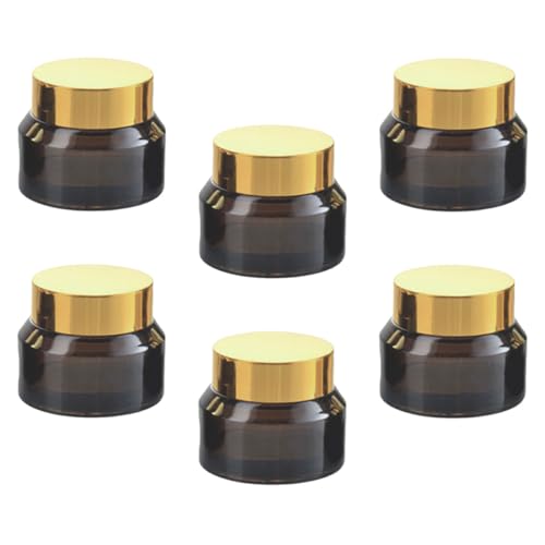 ULTECHNOVO 6 Botes Pequeños de Vidrio para Crema Facial de 30 Ml, Tarros de Cosméticos de Viaje Tapa de Aluminio, Almacenamiento Conveniente Prueba de Fugas