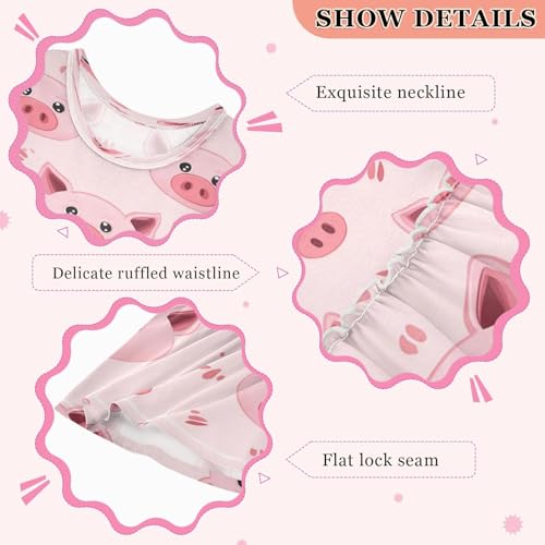 Plaaee Girls Sleeveless Dress Pink Cartoon Pigs Sundress for Casual Home Party Beach 2T3