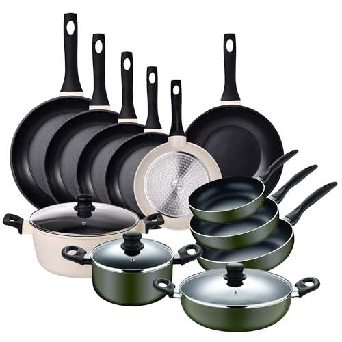 Set de Cocina de 12 Piezas: Sartenes, Cacerolas con tapas y Wok - en Aluminio prensado y forjado, Antiadherentes EXPERT San Ignacio