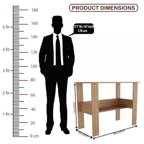 Image of SPYDER CRAFT Modern Specio Engineered Wood Study Table with Storage Shelf | Clean Minimalist Computer Desk for Home, Office, & Bedroom | Durable & Easy to Clean (Oak) (Assembly DIY)