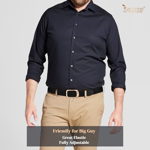 Image of JASGOOD Stretch Belt for Men, Men Women Elastic Woven Braided Belt 1 3 /8 Casual Belt Golf Belt for Jeans Pants