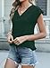 ANRABESS Women Tops Cap Sleeve Textured Dressy Casual V Neck Shirts 2025 Summer Business Work Blouses Outfits Dark Green X-Large