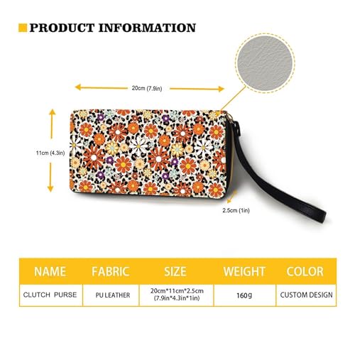Slim Wallet For Women Orange Dasiy Print Card Holder Large Capacity Ladies Pouch Traveling Purses3