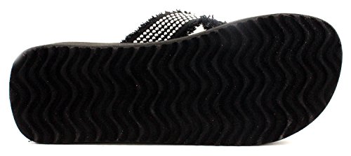 Bobee Women's 2" Platform Beach Thong Sandal Thick Strap Flip Flop Black 8