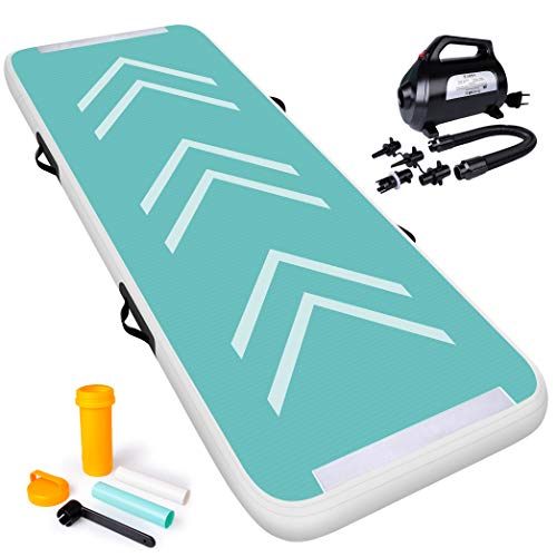 Rolimate Tapis de Gymnastique Gonflable 10 cm/20 cm de Haut épaisseur 2/3/4/5/6/7/8/9/10/11/12M Tapis de culbute avec Pompe à air électrique pour/entraînement/Cheerleading/Plage/Parc Cover
