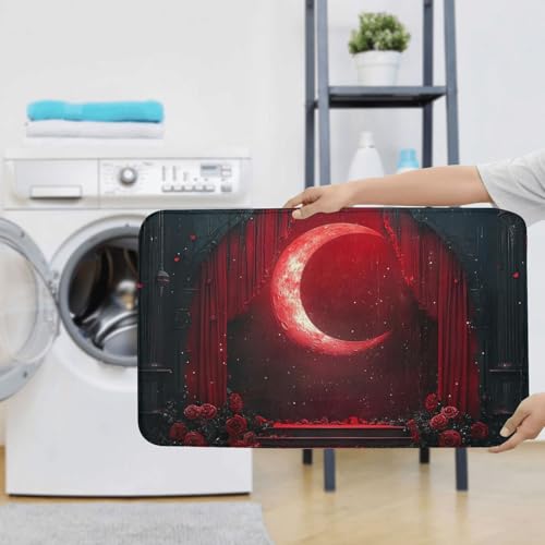 Juego de 3 alfombras de baño de estilo gótico alfombrilla lavable rosas 8