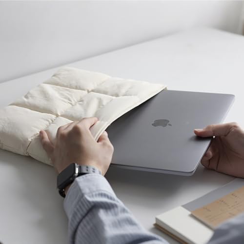 Image of ProElite Puffy Tablet sleeve Case upto 13.3 inch for Samsung Galaxy Tab S10 Fe+ /S9 FE+ /S7+ /S8 Plus /S9 Plus /S7 FE 12.4 inch, iPad Pro 12.9 inch, MacBook Air /Pro Retina, Microsoft Surface Pro 4 /5 /6 /7 /8 /9, Beige