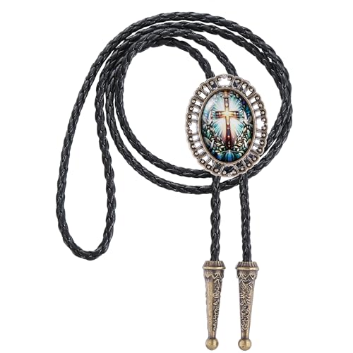 Image of Jeilwiy Bolo Tie for Men Western Cowboy Gothic Bolo Tie Necklace Halloween | Glow in Dark Bolo Tie for Men Women, 3D Halloween Bolo Tie, Gothic Western Ties, String Ties for Men Rodeo Leather Necktie