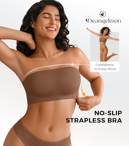 Image of DEANGELMON Strapless Bras for Women Non-Slip Silicone Bandeau Seamless Tube Top Bralette Comfy Non Padded Stretchy Stylish