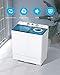 KUPPET Compact Twin Tub Portable Mini Washing Machine 26lbs Capacity, Washer(18lbs)&Spiner(8lbs)/Built-in Drain Pump/Semi-Automatic (White&Blue)