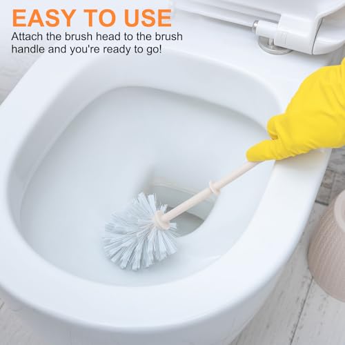 Image of uxcell 2 Pcs Toilet Bowl Brush Replacement Head 15mm, Toilet Scrub Brush Cleaning Round Ball Shaped Toilet Brushes Heads White