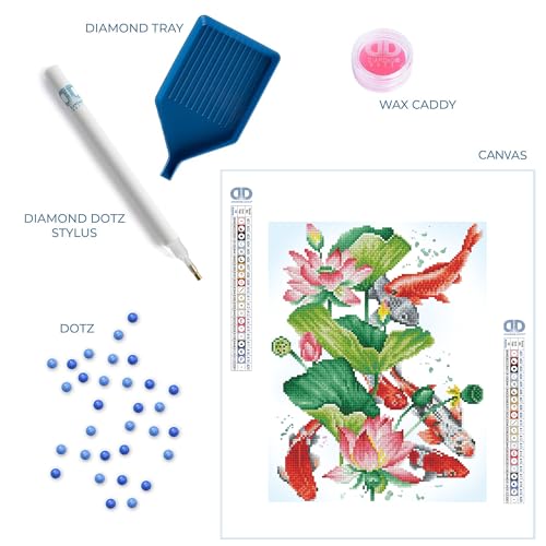 Image of DIAMOND DOTZ Koi Portrait Diamond Painting Kits for Adults - Diamond Art Kits a Relaxing Creative Craft Kit with Dotz Gems 12x16.4