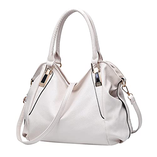 Roomy Fashion - Bolsos de mano para mujer, bolso de hombro para mujer, bolso de mano de cuero para niñas, White, Talla única