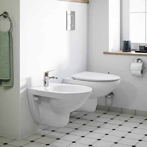 GROHE Swift, Bidetarmatur, wassersparend (WC Dusche für die Toilette im Bad, Kugelgelenk-Mousseur, mit Zugstangen-Ablauf, 15cm hoch, mit 3in1 Werkzeug, einfache Installation), chrom, 24332001