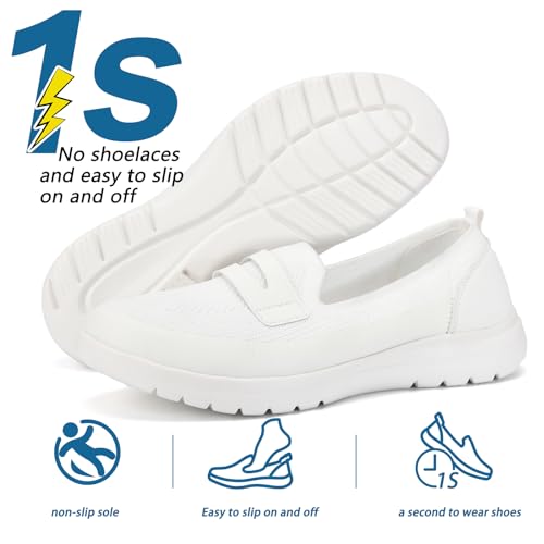 Image of Buyrew Loafers for Women - Comfortable Mesh Knit Slip On Walking Shoes with Arch Support - Dressy Business Casual Work Flats for Standing All Day - Lightweight Breathable Penny Loafers