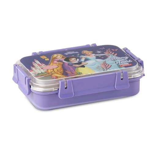 Image of JAYPEE Toon Box 2 Disney Princess Inner Stainless Steel Insulated Lunch Box for School Kids |Airtight Leakproof Tiffin Box with 2 Additional Lock |Food Grade|BPA Free, 545 ml, Violet