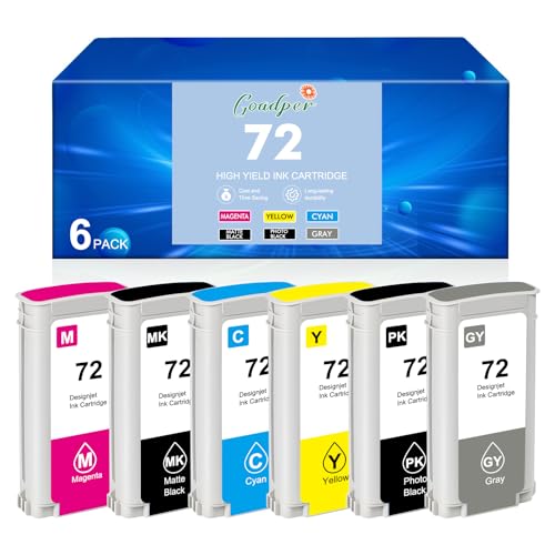 Cartouche encre 72 compatible HP Designjet T770 T1100 gris noir mat cyan