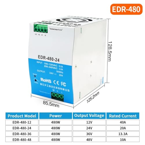 Alimentation 24V EDR-75 à commutation AC-DC avec protection contre les surcharges