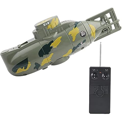Alomejor Mini Simulation Modell Spielzeug, 6 Kanal Militär RC U-Boot Boot Elektrische Fernbedienung U-Boot Spielzeug(Grün) Cover