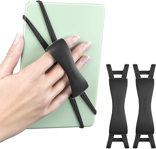 Pacote com 2 alças de mão confortáveis para Kindle e tablets, acessórios Kindle para leitura na cama, suporte seguro e leve para tablet de 4,7 a 8 polegadas / branco papel/Kobo/Oasis/E-Book/telefone