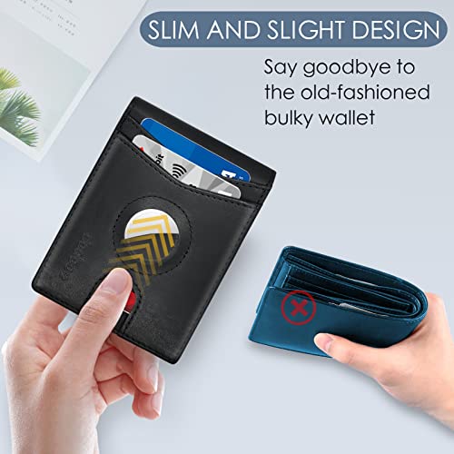 Image of doeboe Airtag Wallet Men's Slim RFID Blocking Wallets Leather with Bill Compartment Air Tag Bifold Card Holder Wallet Gifts for Men Dad [No Airtags]
