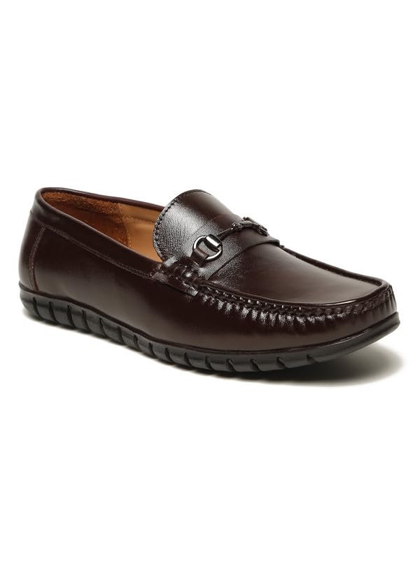 Men's Solid Classy Leather Loafer Shoes, Slip-On Loafers for Men | Round Toe | Flat Heel-image-28