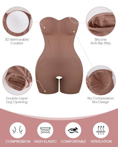 Image of Strapless Faja Body Shaper Seamless Tummy Control Bodysuit Shapewear Full Body Shapewear with Built-In Bra