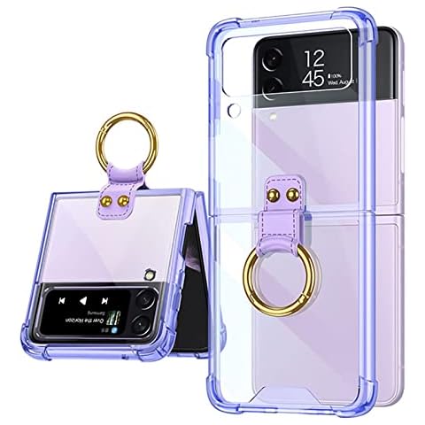 Qoosea Case for Samsung Galaxy Z Flip 4 2022, Foldable Flip 4 Cover with Ring, Ultra Thin Protective Cases for Samsung Z Flip 4 5G Purple Cover