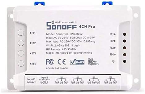 Snowsound 4CH Pro R2 Switch Upgraded Version 4 Channel WiFi Smart Switch Wireless Remote Control Automation Module Socket for Smart Home Compatible with Alexa and Google Home