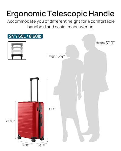 NINETYGO Checked Luggage 24 Inch with USB Port, Large Suitcases with Spinner Wheels, Check-in Medium Hard Shell Bags, TSA Lock for 5-7 Days Travel (65L, Samba Red, Rhine Pro Plus) - Image 5