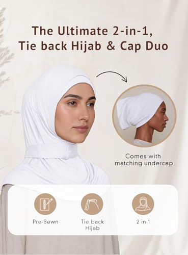 VOILE CHIC Instant Hijab Scarf for Women - 2-Piece Amira Slip-On Premium Jersey Hijab Scarf Wrap3