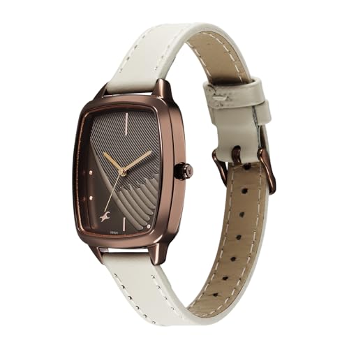 Image of Fastrack Wild Bird Feather Brown Dial Brown Genuine Leather Strap Watch for Women - 6321QL02