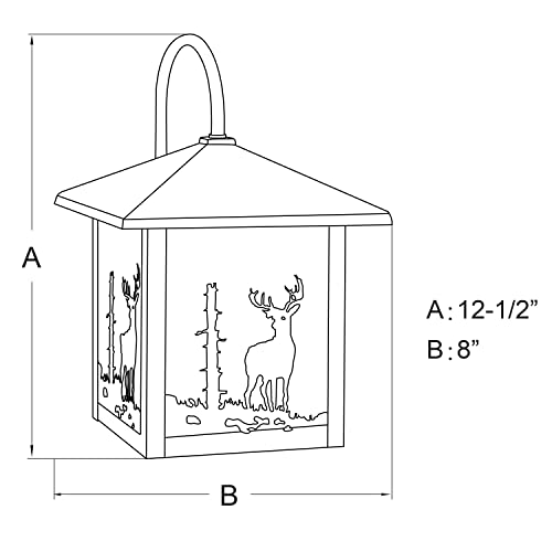 Vaxcel Bryce 1 Light Bronze Rustic Deer Tree Outdoor Wall Lantern White Glass #TOP7