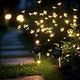 Outdoor Solar Powered Garden Lights Decor, Decorative 2 Pack Waterproof Solar Cherry Blooms Tree Flowers Lights, 40leds Lighted Outside Yard Decorations for Pathway, Lawn, Patio Gardening Gifts