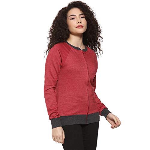 Image of PINACOLADA Women's Colorblock Sweatshirt with Ribbed Hem for Casual Wear | Low-High Neck | Long Sleeve | Button Closure | Cotton Sweatshirt Crafted with Comfort Fit for Everyday Wear