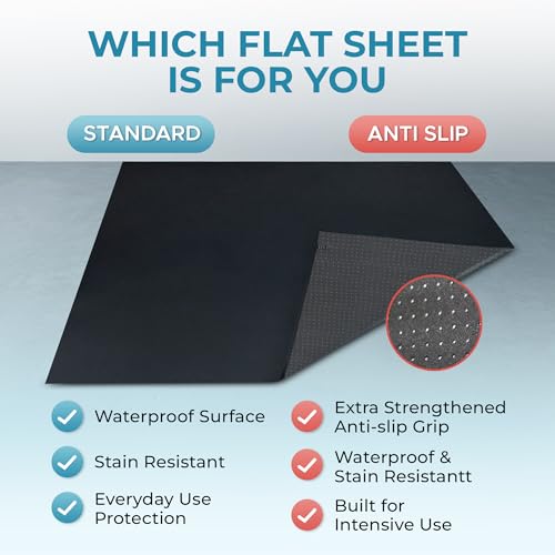 Image of Waterproof Nuru Massage Flat Sheet 86 x 94 in, Anti-Slip Grip Back, Black