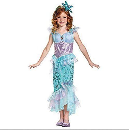 Miniatura 2 de Disguise Ariel Disney - Disfraz de sirena de lentejuelas con diadema a juego, talla M (7-8)
