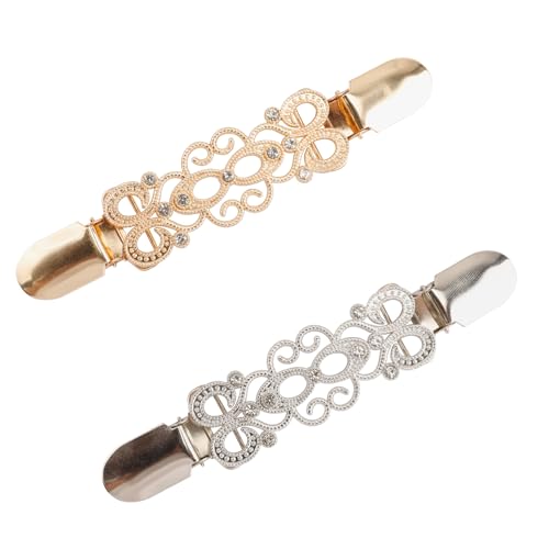 2 Pieces Dress Clips Back Cinch Clothes to Tighten Dress Vintage Shawl Shirt Sweater Retro Cardigan Collar Brooch Shirt Shawl Clips for Women Girls Wearing Waist Cincher