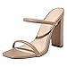 Escarpins Femme Chunk Talon Haut Sexy 10CM Shoes Sandal Slipper Boot Simple Beau été Respirant Double Sangle Carrée Trop Mince Hauts Talons Hauts Talons Légers(Beige,39.5)